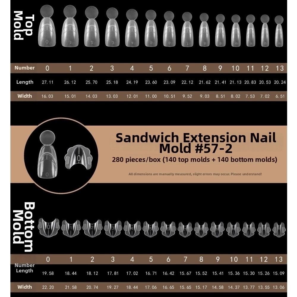 Nail Extension Form - 280pcs 14 Sizes Sandwich Dual Nail