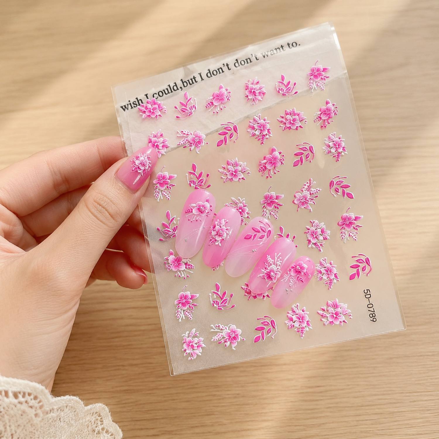 Nail Art Ombre Pink - 1Pc 3D Embossed Blossom Cluster Nail