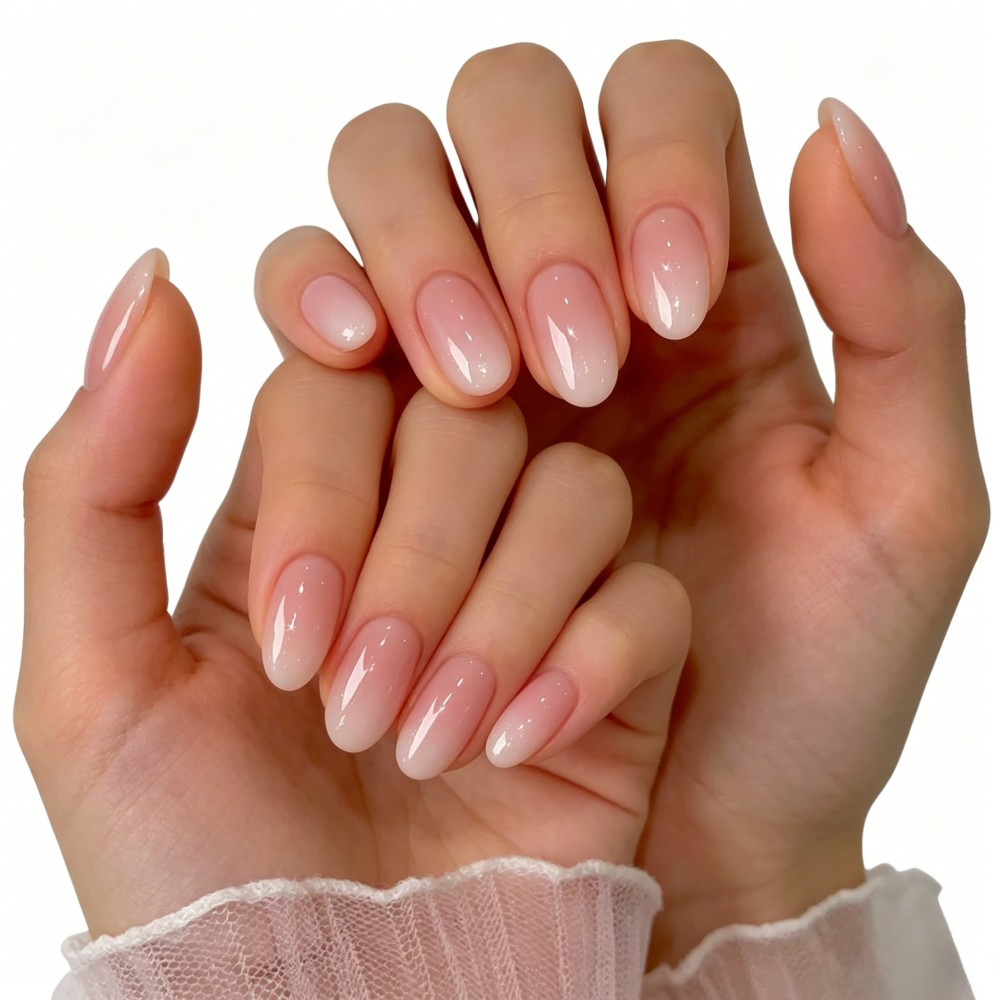 Nail Art Ombre Pink - 24Pcs Nails Simple Ombre Spring False