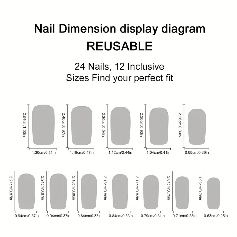 24pcs Medium length Square Nai – Nail Art Love Bewertung und Preis