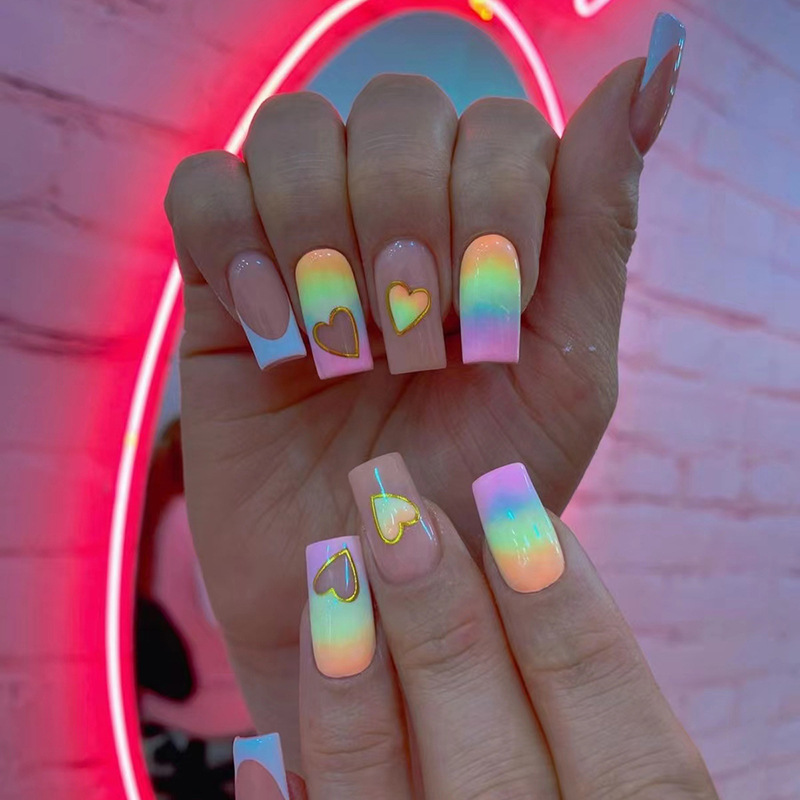 24Pcs Love Rainbow Press on Na – Nail Art Love Bewertung und Preis