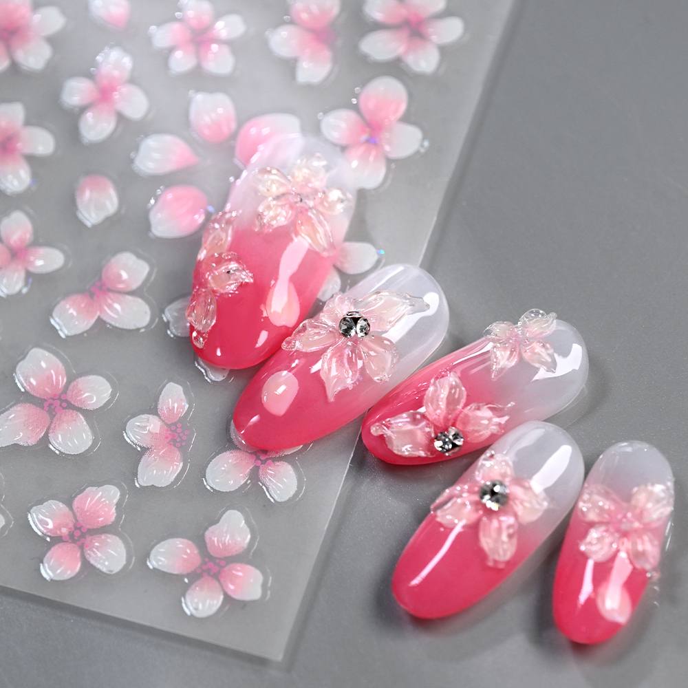 1Pc 3D Cherry Blossom Ombre Na – Nail Art Ombre Pink Bewertung und Preis