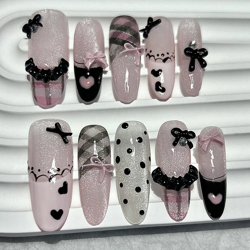 Black Pink Sweet French Almond – Nail Art Love Bewertung und Preis