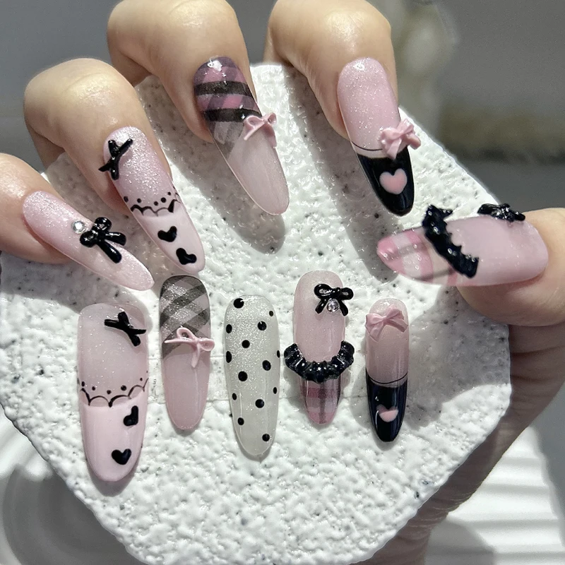 Black Pink Sweet French Almond – Nail Art Love Bewertung und Preis