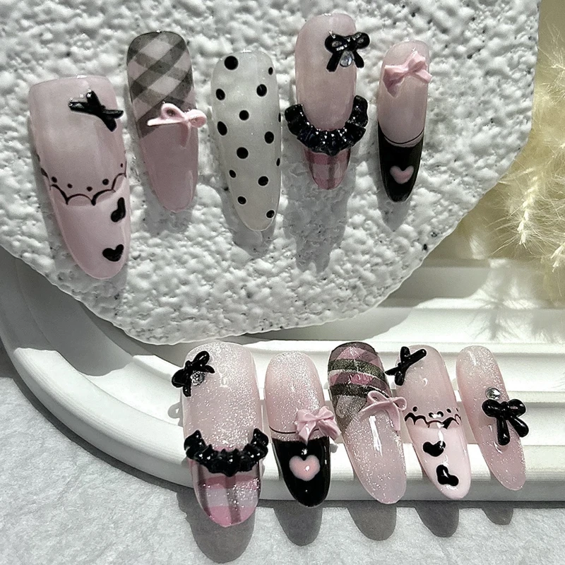 Black Pink Sweet French Almond – Nail Art Love Bewertung und Preis