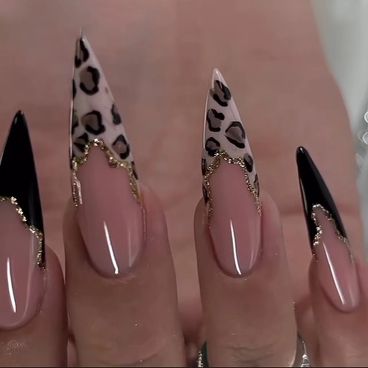 Leopard Print Long Pointed Fak – Nail Art Love Bewertung und Preis