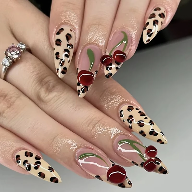 Leopard Print Long Pointed Fak – Nail Art Love Bewertung und Preis