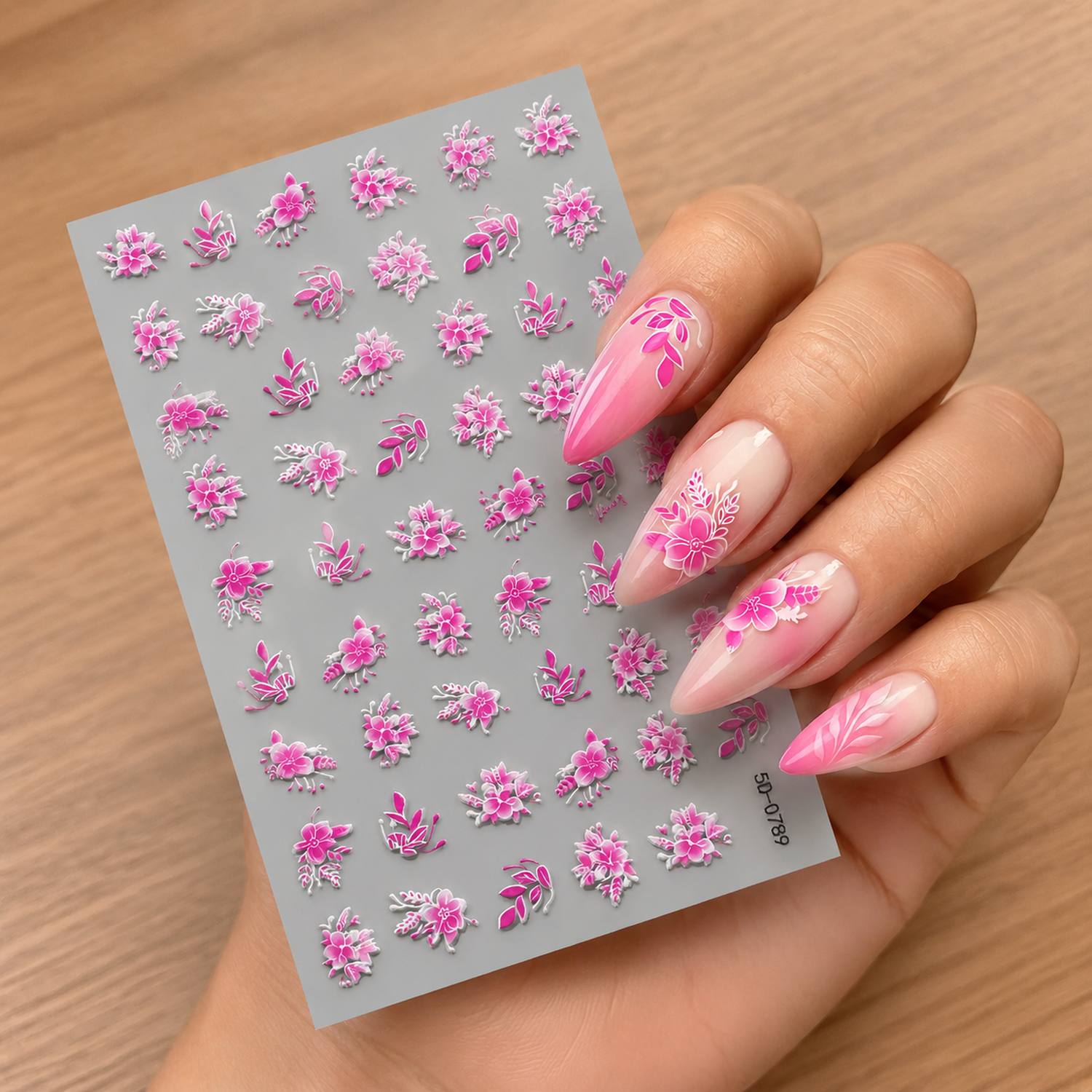 1Pc 3D Embossed Blossom Cluste – Nail Art Ombre Pink Bewertung und Preis