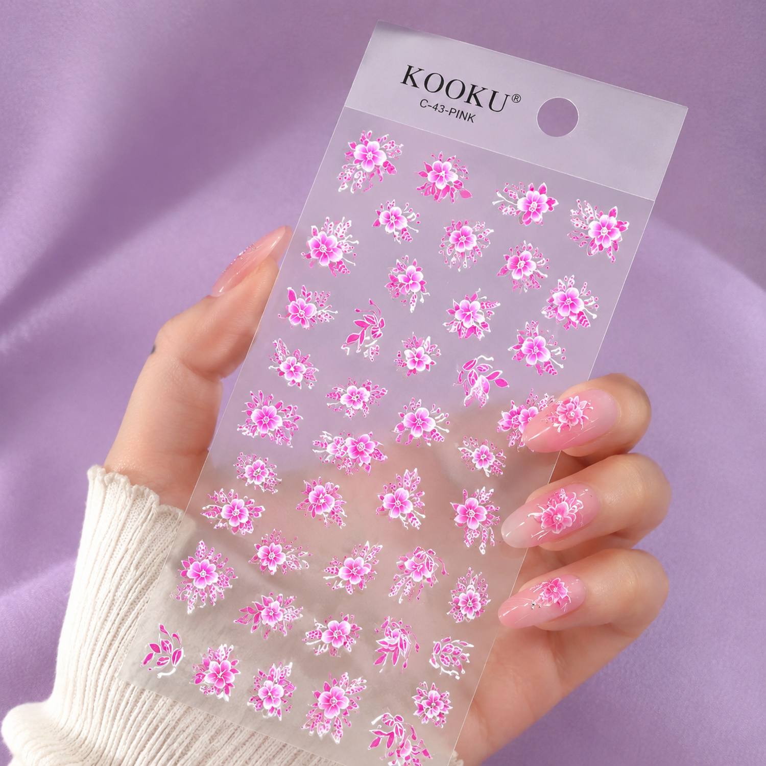 1Pc 3D Embossed Blossom Cluste – Nail Art Ombre Pink Bewertung und Preis