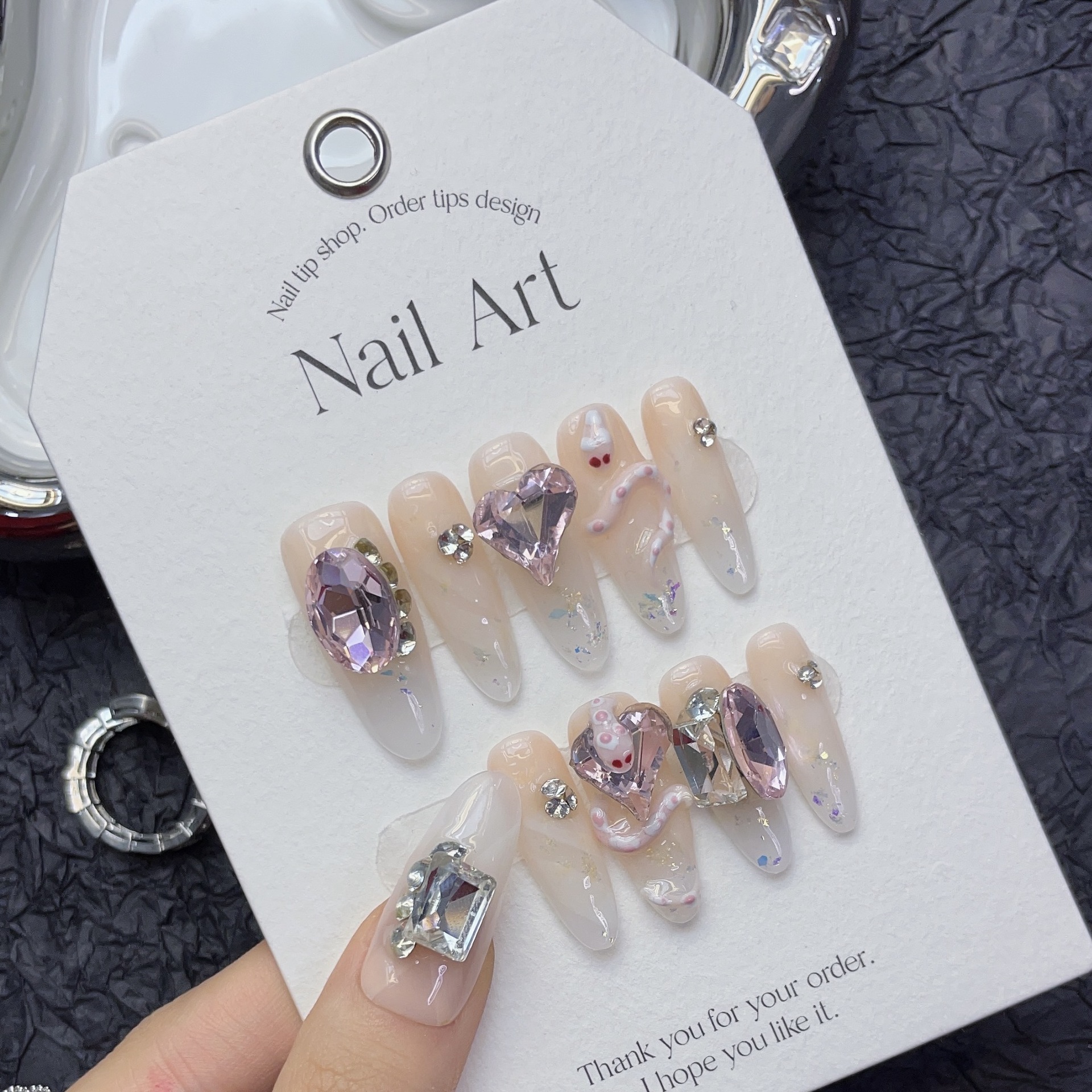 10pcs Long 3D Pink Snake Oval  – Nail Art Love Bewertung und Preis