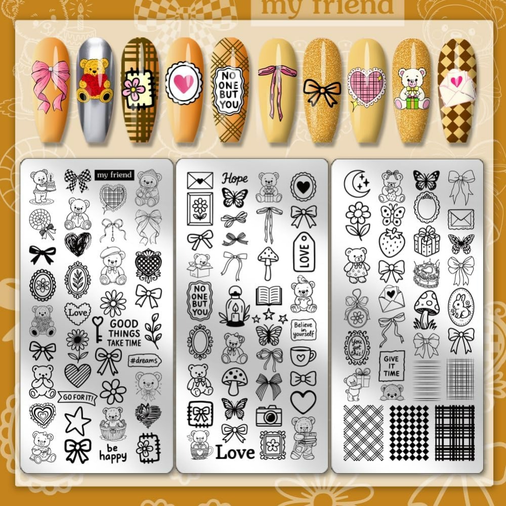 3pcs Cute Bear Nail Stamping P – Nail Art Love Bewertung und Preis