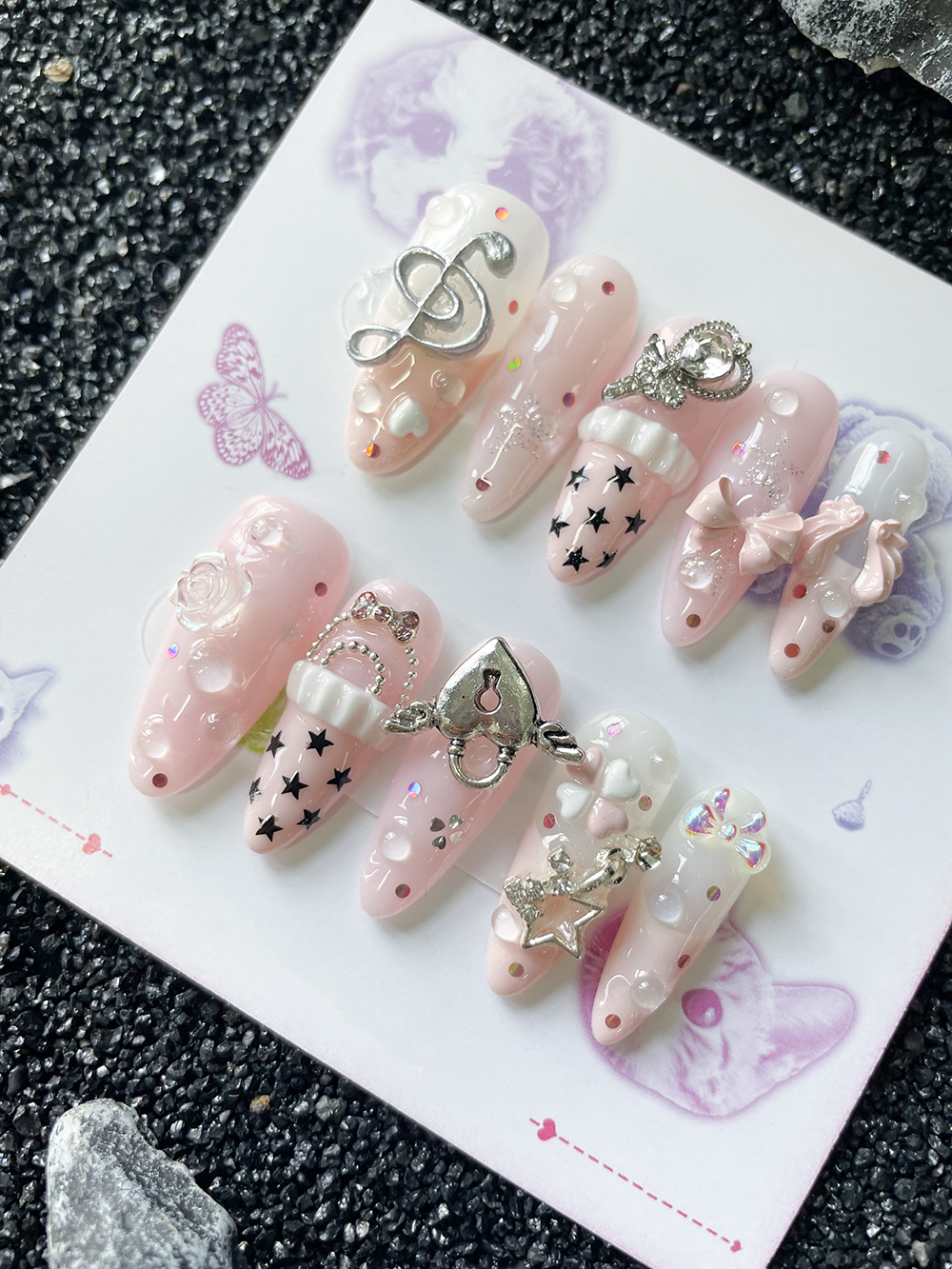 10Pcs Handmade Pink Sweet Long – Nail Art Love Bewertung und Preis