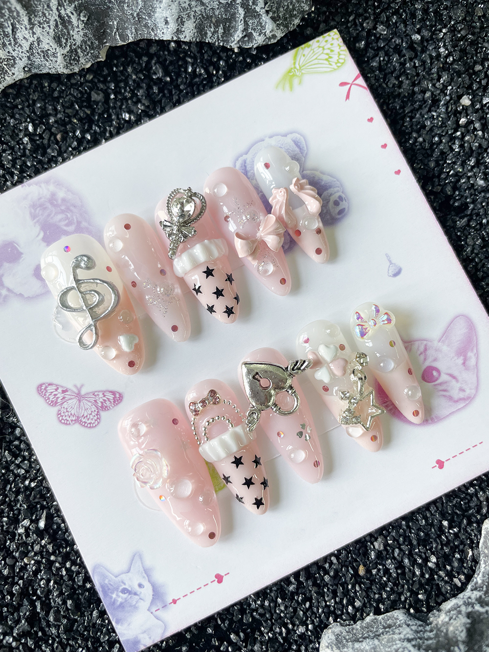 10Pcs Handmade Pink Sweet Long – Nail Art Love Bewertung und Preis