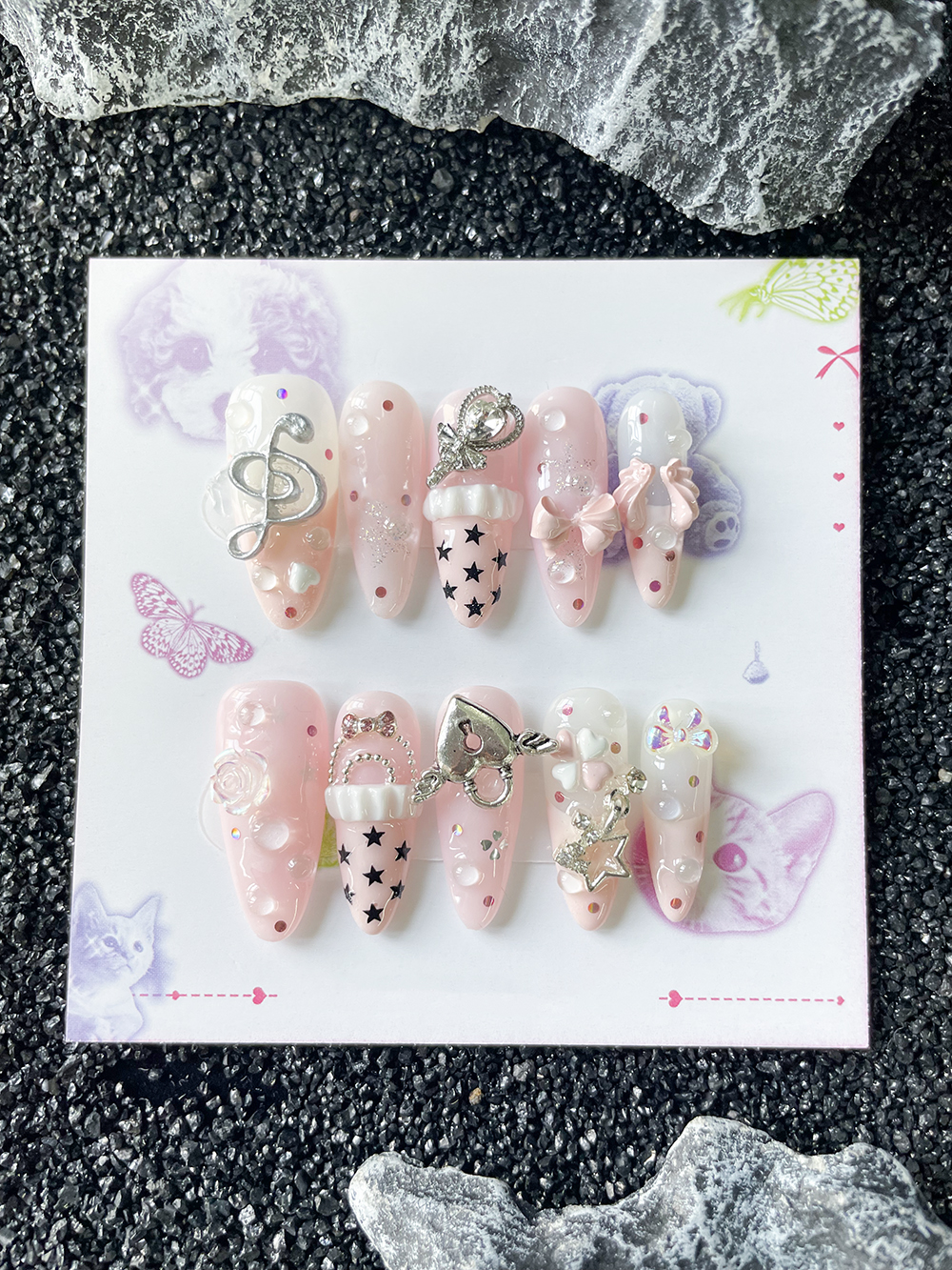 10Pcs Handmade Pink Sweet Long – Nail Art Love Bewertung und Preis