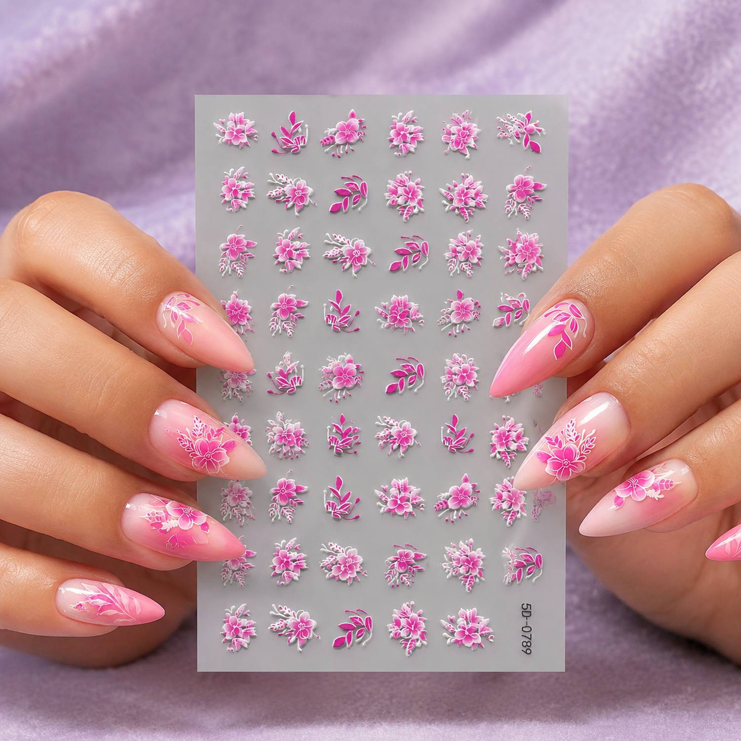 1Pc 3D Raised Blossom And Foli – Nail Art Ombre Pink Bewertung und Preis