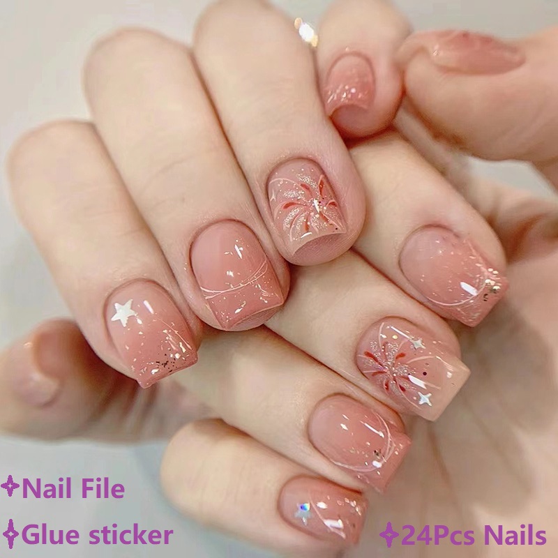 Short Pink Press on Nails Simp – Nail Art Ombre Pink Bewertung und Preis