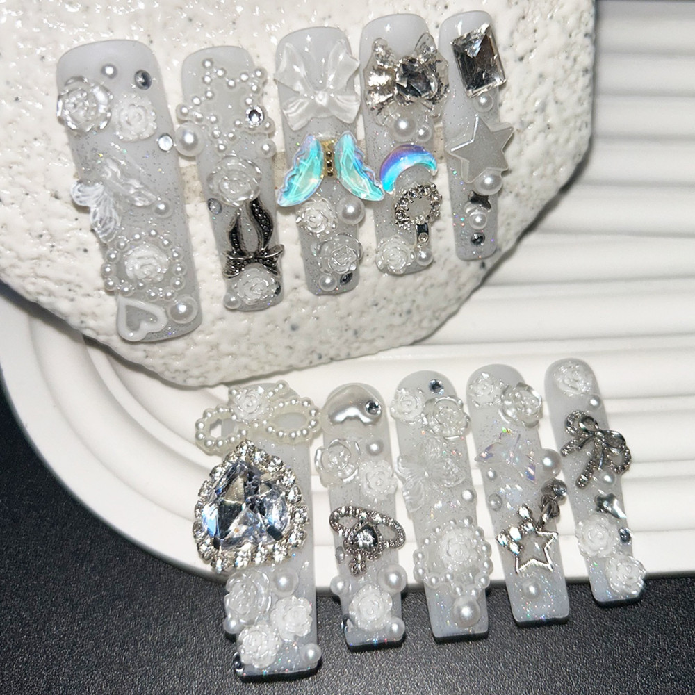 10PCS Cute Jirai Kei White Han – Nail Art Love Bewertung und Preis